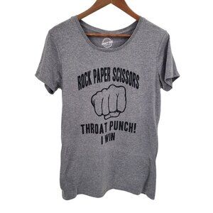 Crazy Dog Graphic T-Shirt "Rock Paper Scissors Throat Punch" Juniors Size 2XL